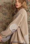 1/2 Zipper Round Neck Front Pouch Pocket Sweater Top