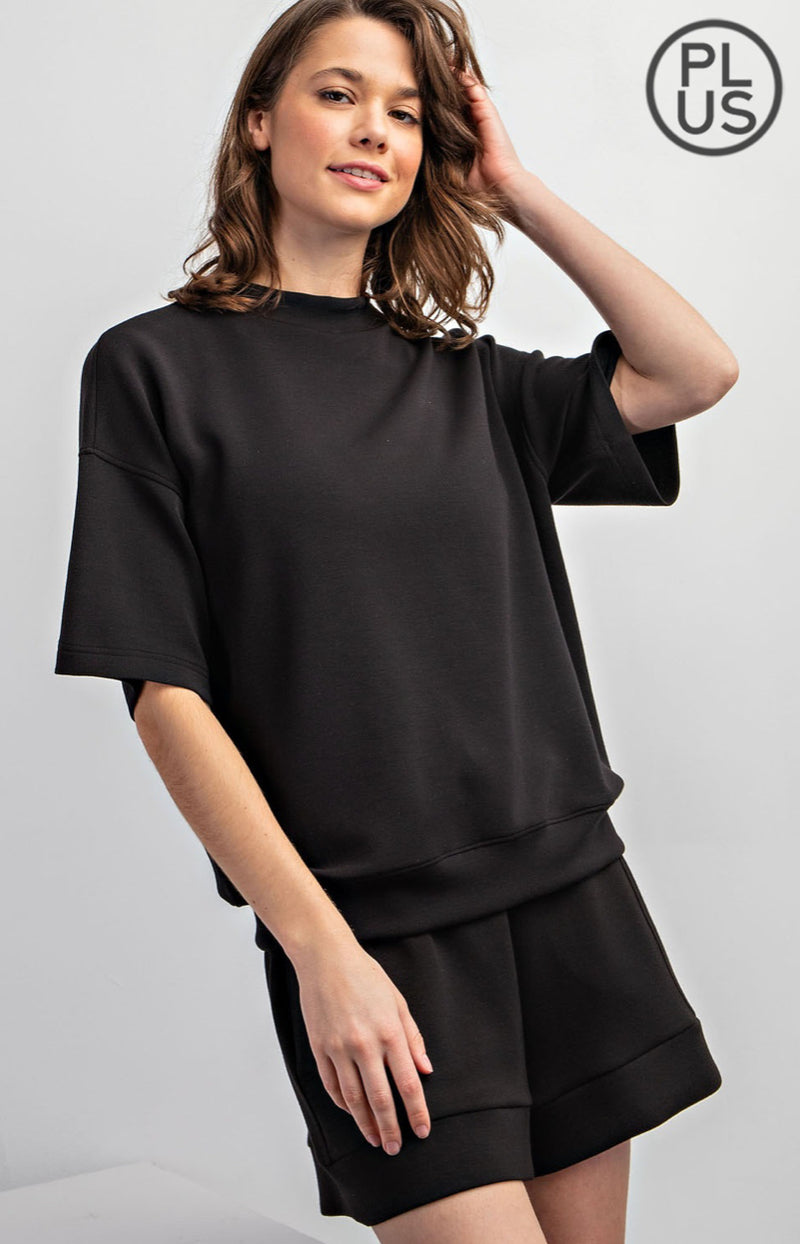 Modal Poly Span Mock Neck Short Sleeve Top