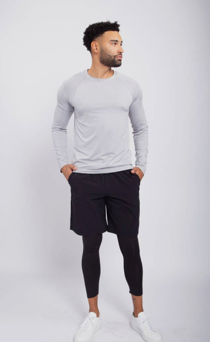 Men Micro-Perforated Stripe Long Sleeve