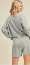 Wide Neck Sweatshirt and Shorts Set