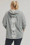 CURVY Hoodie Pullover Split Floral Lace Patch