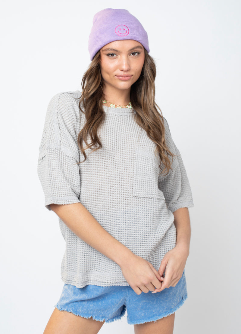 Casual soft waffle knit comfy top