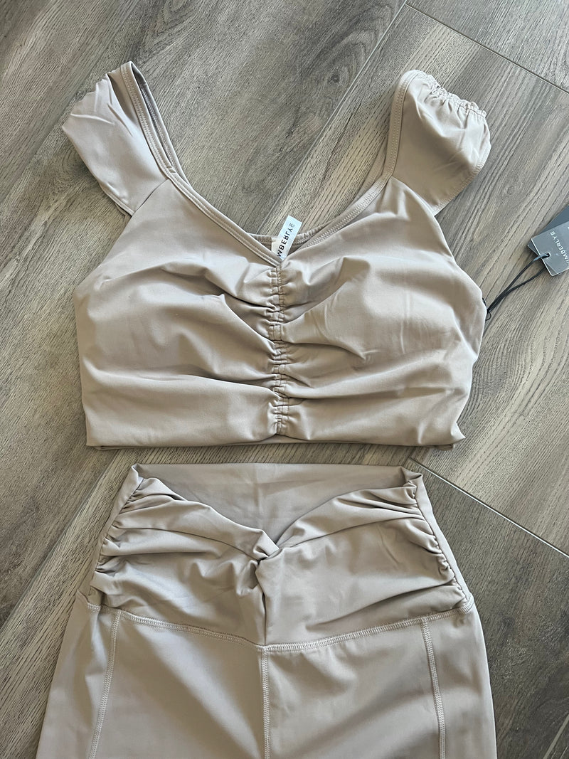 Rucheed Crop Top and Legging Set