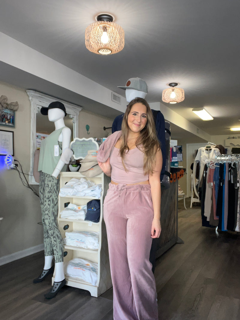 Wide Leg Brushed Rib Pant