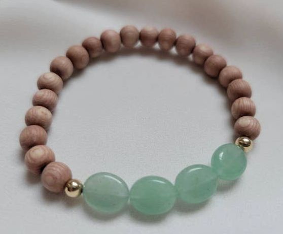 Seafoam Rosewood Aventurine Bracelet 14K Gold Filled