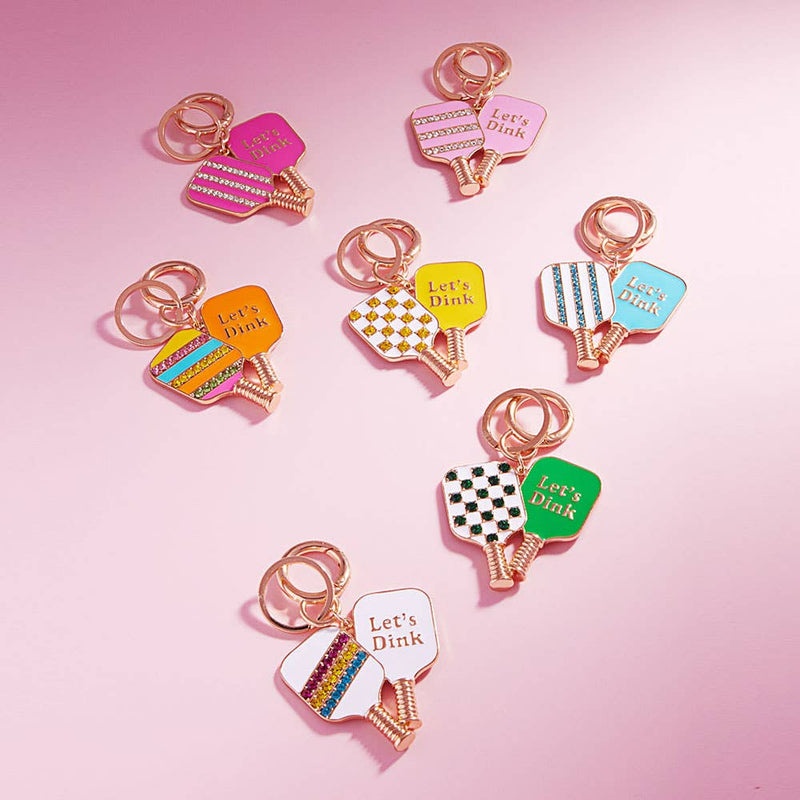 LETS DINK Double Enamel Pickleball Paddle Keychain Bag Charm