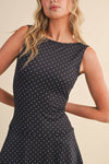 Polka Dot Print A-Line Mini Dress with Drop Waist