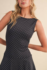 Polka Dot Print A-Line Mini Dress with Drop Waist