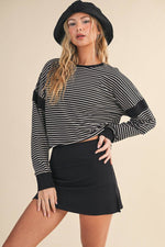 Striped Cutout Back Layering Sweatshirt