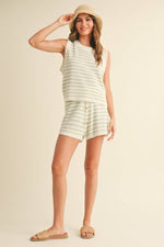 Striped Crochet Tank and Shorts Set