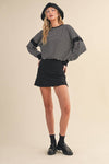 Striped Cutout Back Layering Sweatshirt