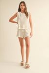 Striped Crochet Tank and Shorts Set