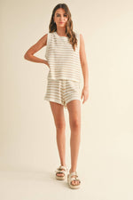 Striped Crochet Tank and Shorts Set