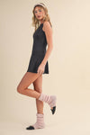 Polka Dot Print A-Line Mini Dress with Drop Waist