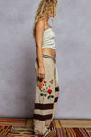 Striped pattern 3D embroidered detail chenille sweater pants