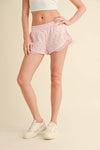 Bow Print Active Shorts with Ruffle Trim