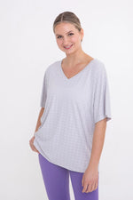 Perforated Square V-Neck Short Sleeve Active Top