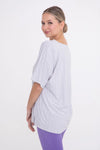 Perforated Square V-Neck Short Sleeve Active Top