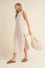 Sleeveless Terry Cloth Midi Dress