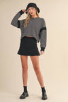 Striped Cutout Back Layering Sweatshirt