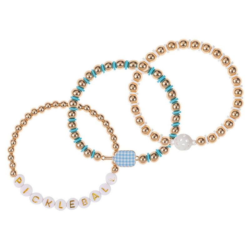 3PCS - Pickle Ball Message Enamel Pickleball Paddle Bracelet: Multi-Colored