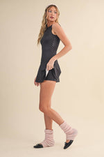 Polka Dot Print A-Line Mini Dress with Drop Waist