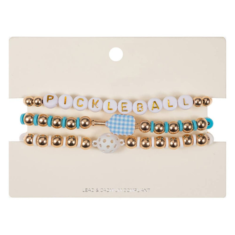 3PCS - Pickle Ball Message Enamel Pickleball Paddle Bracelet: Multi-Colored