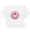 Girl’s Soft Round Neck Crop Tee w/ Pink Happy face patch
