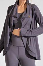 Asymmetric jacket with cowl neck