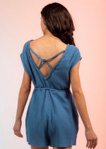 Short Sleeve Open Back Romper with Pockets