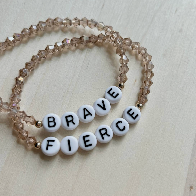 Nude Crystal 14K Gold Filled Affirmation Word Bracelets