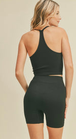 Ribbed Seamless Sweetheart Crop Tank Set