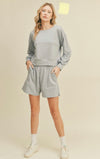 Wide Neck Sweatshirt and Shorts Set