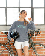 Women's Cycling Crew Sweatshirt, Heather Navy