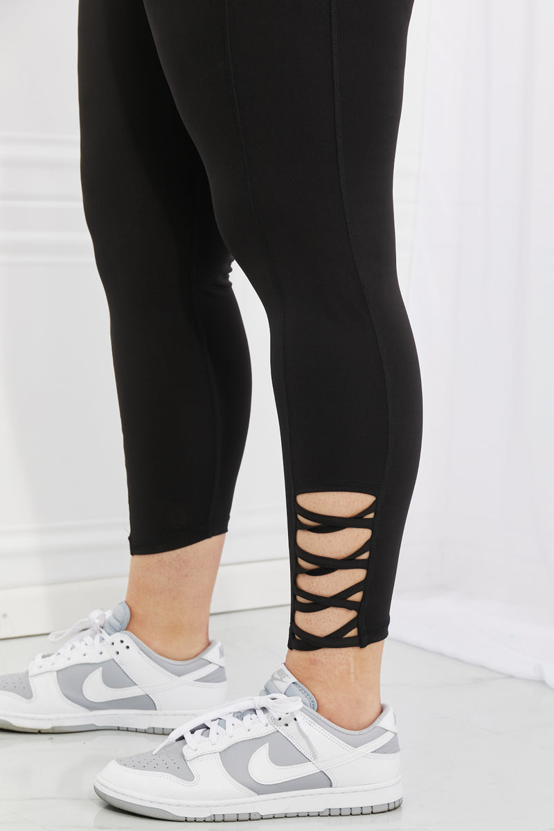 Ready For Action Ankle Cutout Active Leggings in Black