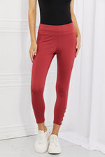 Ready For Action Ankle Cutout Active Leggings in Brick Red