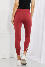Ready For Action Ankle Cutout Active Leggings in Brick Red