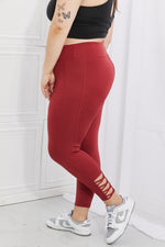 Ready For Action Ankle Cutout Active Leggings in Brick Red