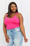 V-Neck Ribbed Cami in Hot Pink
